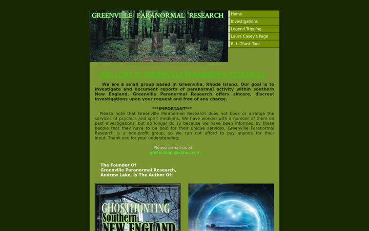 Screenshot of greenvilleparanormal.com