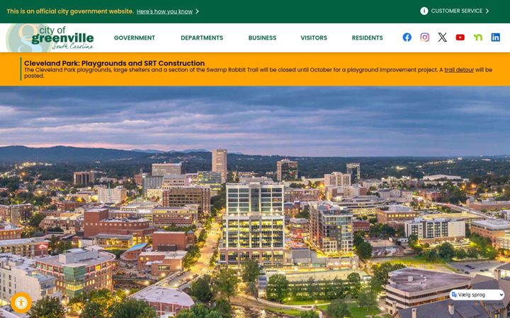 Screenshot von greenvillesc.gov