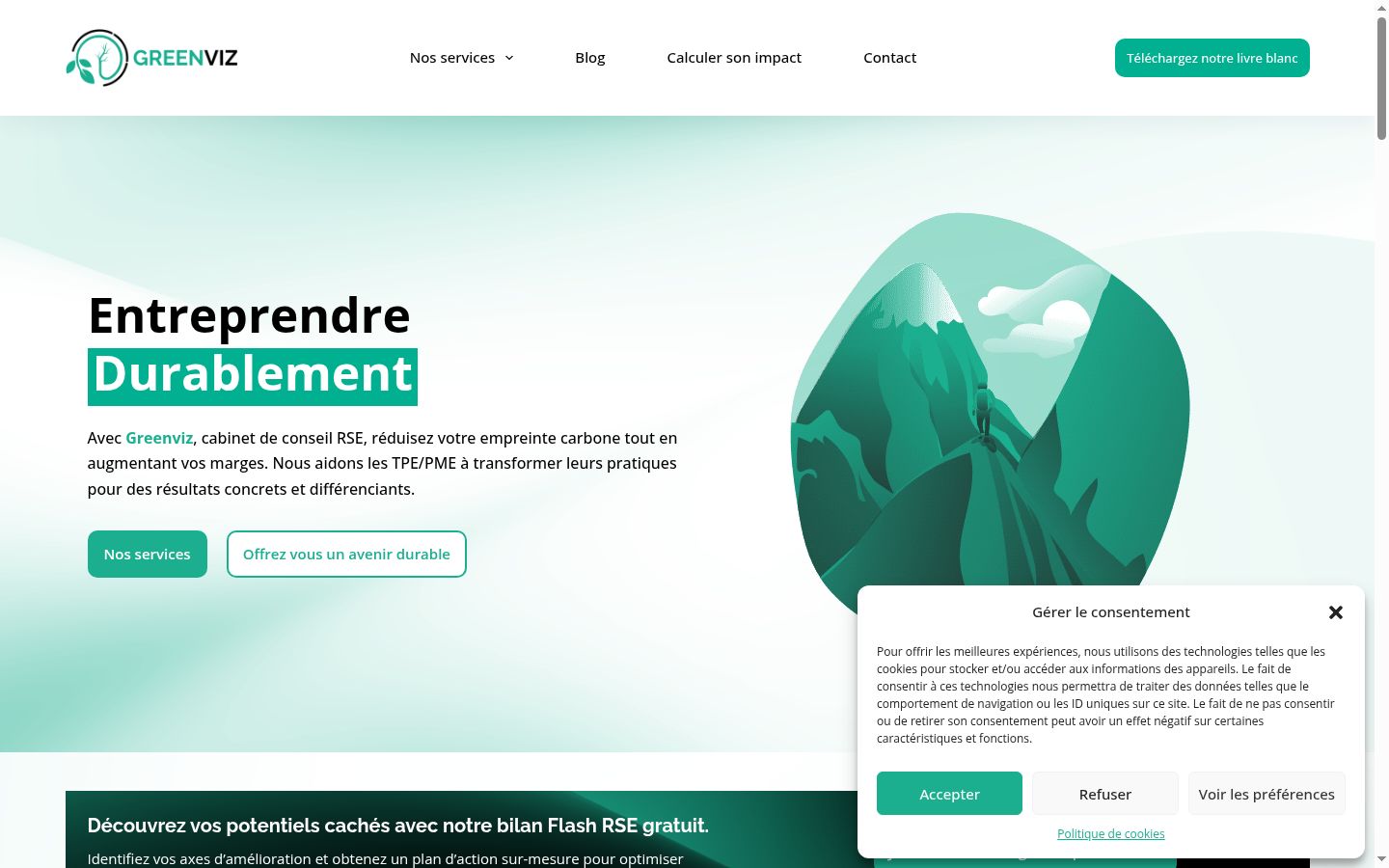 Capture d'écran de la bannière de consentement affichée avant toute interaction
