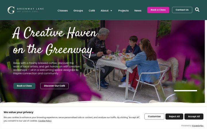 Screenshot of greenwaylaneartstudiocafe.com
