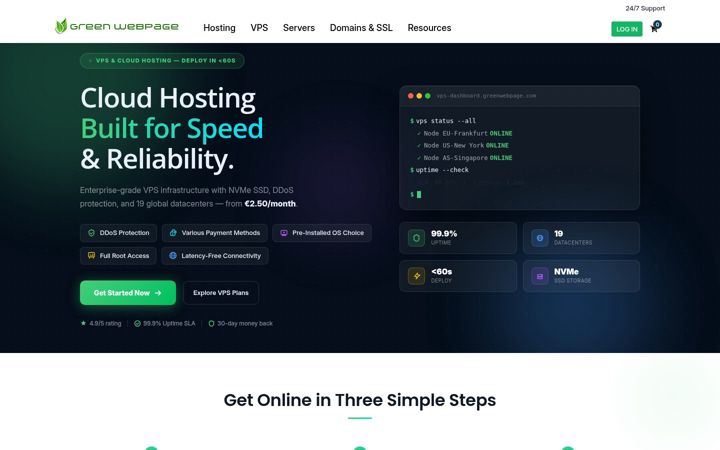 Screenshot of greenwebpage.com