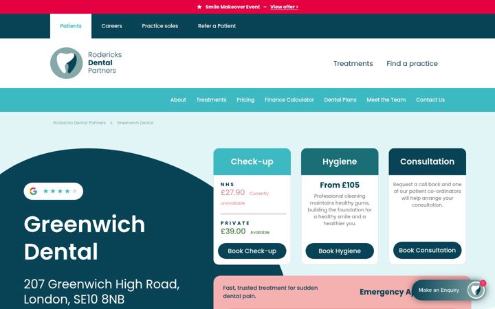 Screenshot of greenwichdental.uk
