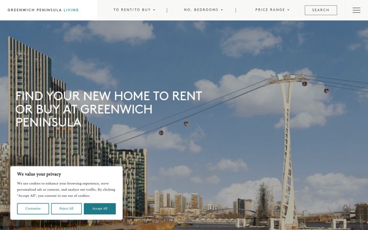 Screenshot of greenwichpeninsulaliving.co.uk
