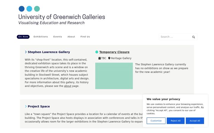 Screenshot of greenwichunigalleries.co.uk