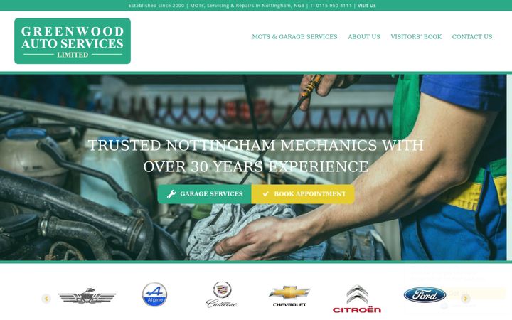 Screenshot of greenwoodautoservices.co.uk
