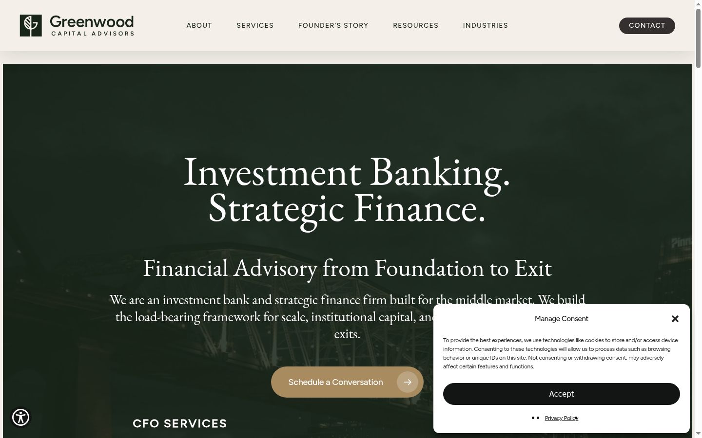 Screenshot of the consent banner shown before any interaction