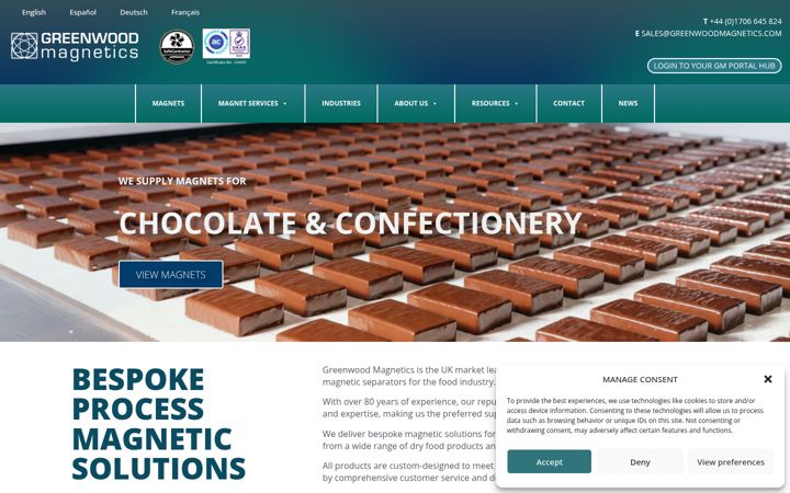 Screenshot of greenwoodmagnetics.com