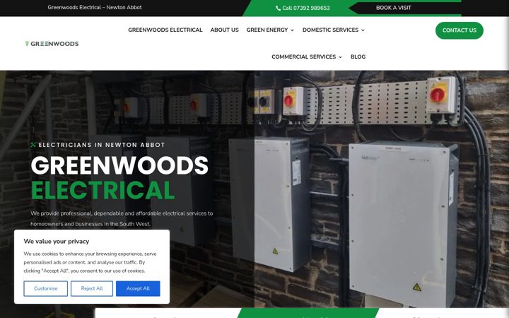Screenshot of greenwoodselectrical.co.uk
