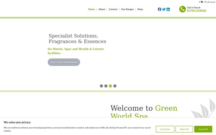 Screenshot of greenworldspaproducts.co.uk