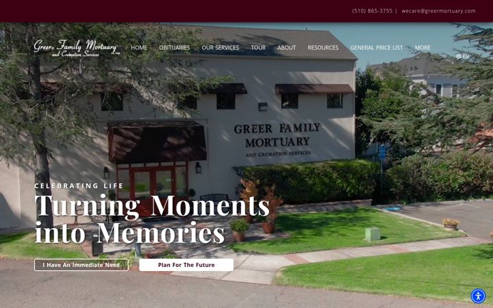 Screenshot of greermortuary.com