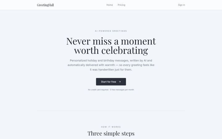 Screenshot of greetinghall.com