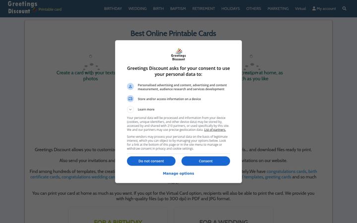 Screenshot of greetings-discount.com