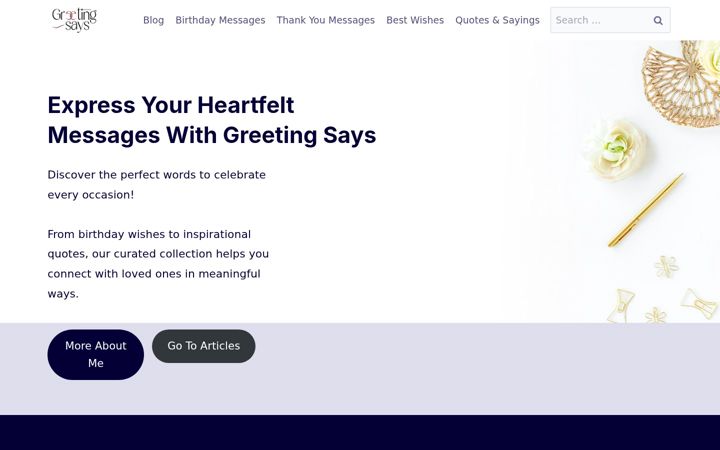 Screenshot of greetingsays.com