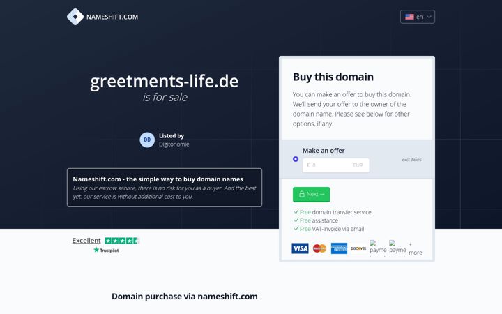Screenshot of greetments-life.de