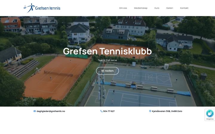 Screenshot of grefsentennis.no