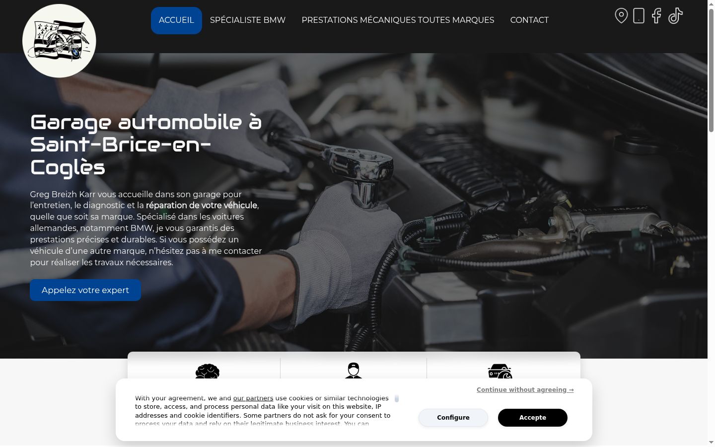 Screenshot del banner di consenso mostrato prima di qualsiasi interazione