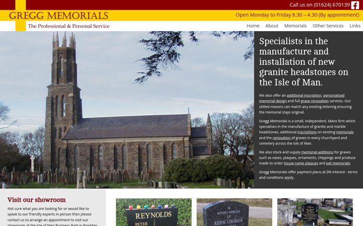 Screenshot of greggmemorials.net