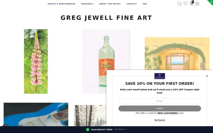 Screenshot of gregjewellfineart.com