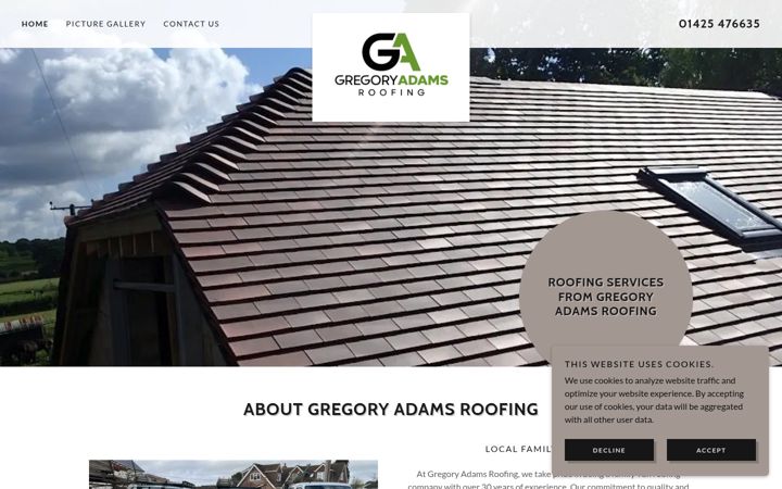 Screenshot of gregoryadamsroofing.co.uk