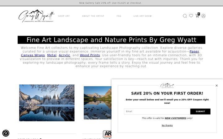 Screenshot of gregwyattphotography.com