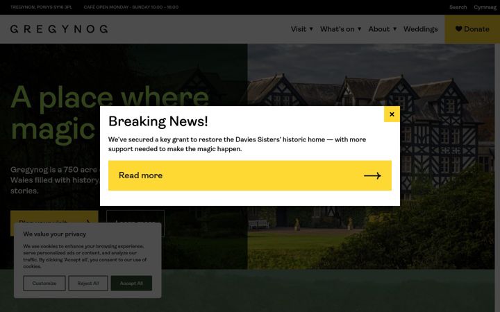 Screenshot of gregynog.org