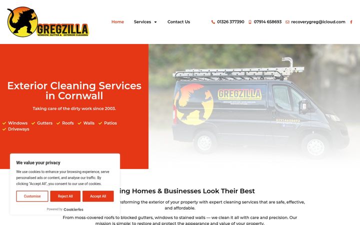 Screenshot of gregzilla.co.uk