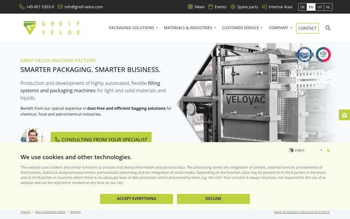 Screenshot of greif-velox.fr