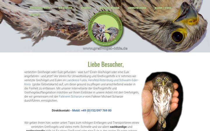 Screenshot of greifvogel-hilfe.de