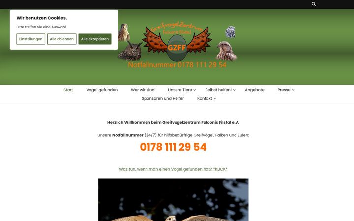 Screenshot of greifvogelzentrum-filstal.de