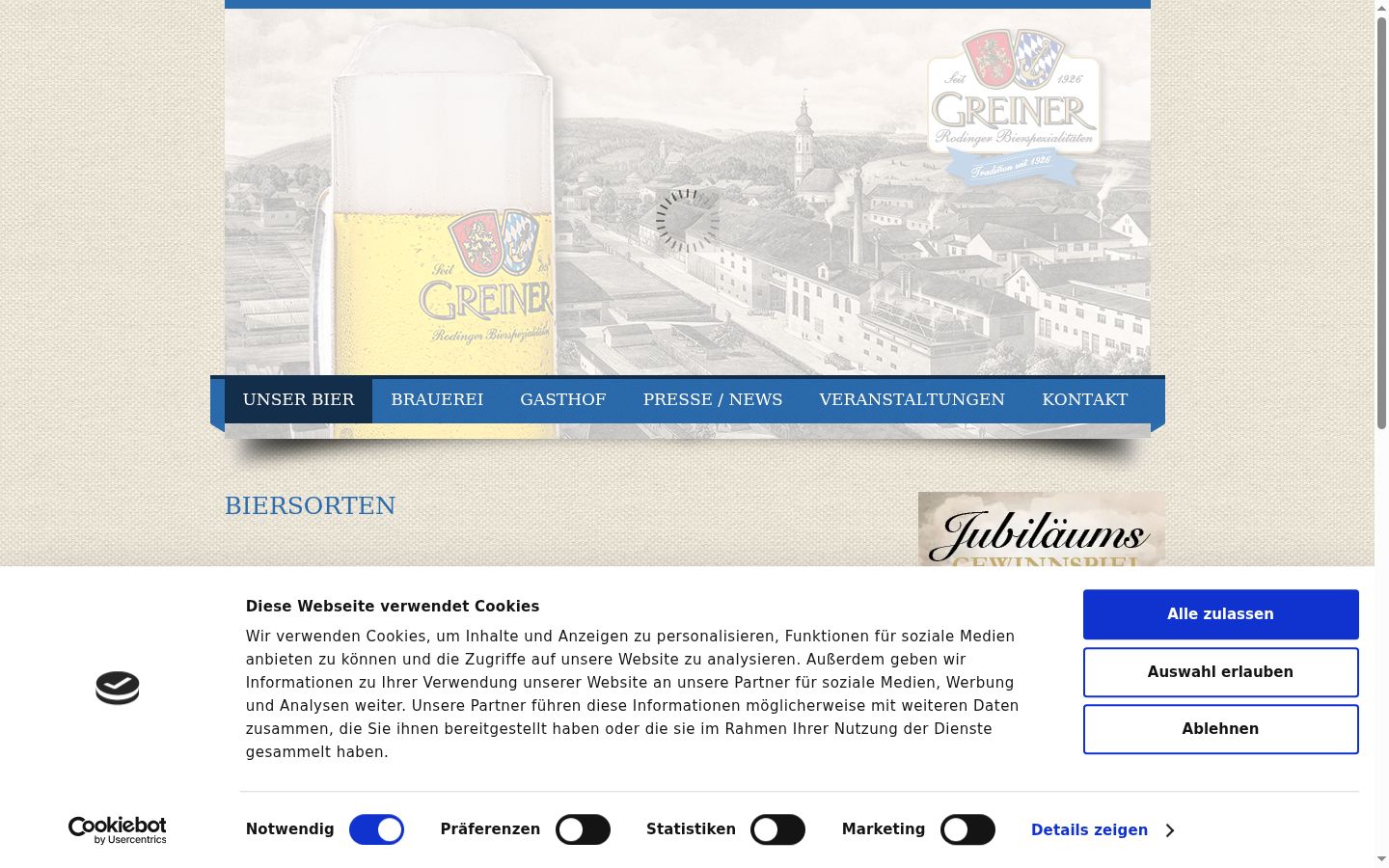 Snimka zaslona bannera za privolu prikazanog prije bilo kakve interakcije