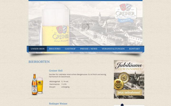 Screenshot of greinerbraeu.de