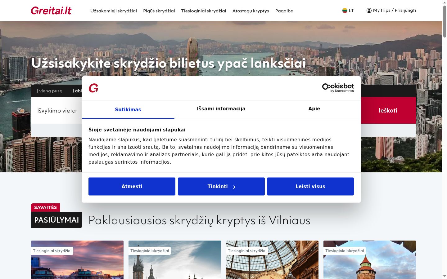Screenshot van de toestemmingsbanner zoals getoond vóór enige interactie