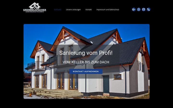 Screenshot of gremmelspacher-sanierungstechnik.de