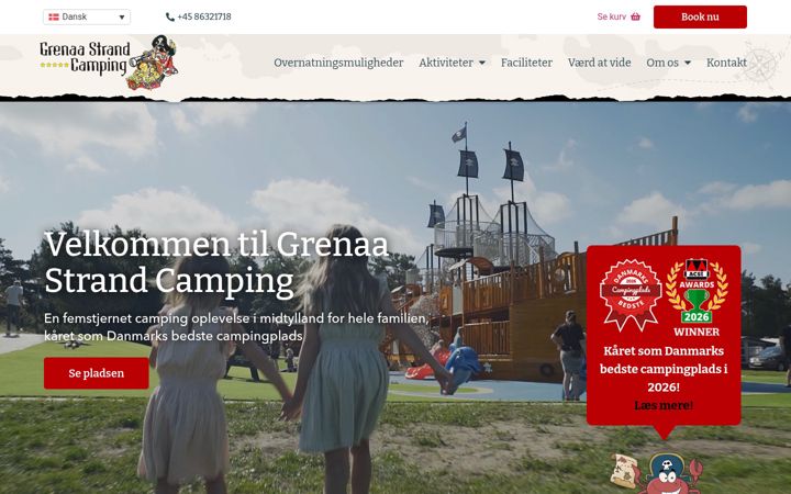 Screenshot of grenaastrandcamping.dk
