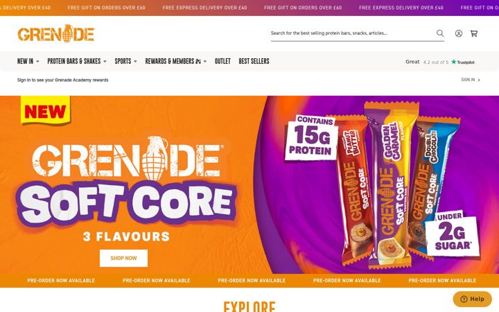 Screenshot of grenade.com