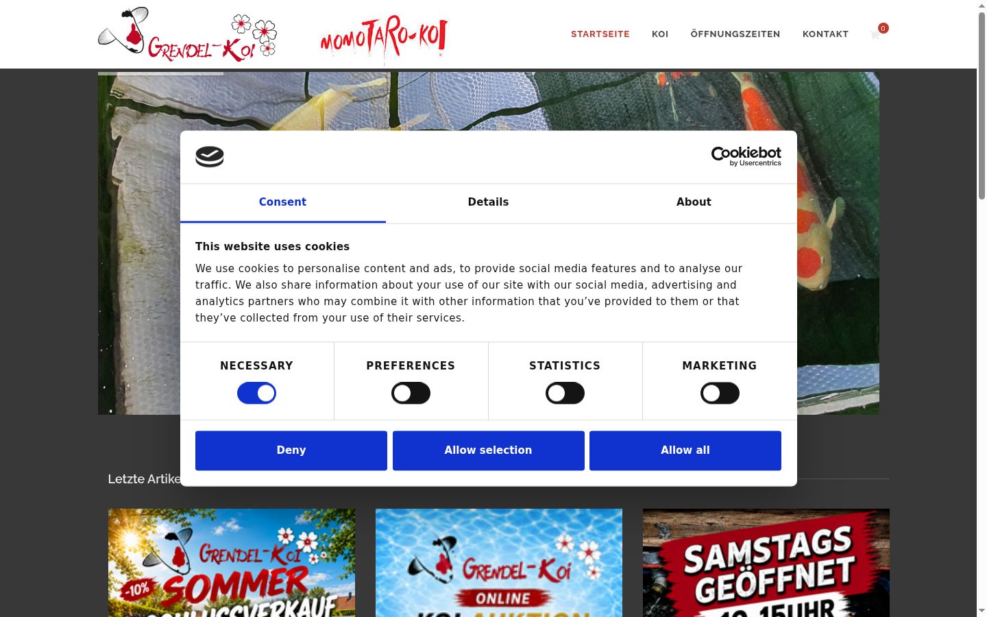 Screenshot des Einwilligungsbanners vor jeglicher Interaktion