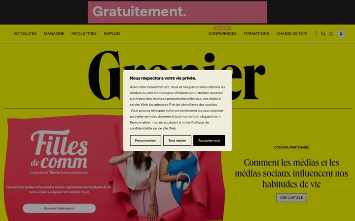 Screenshot of grenier.qc.ca