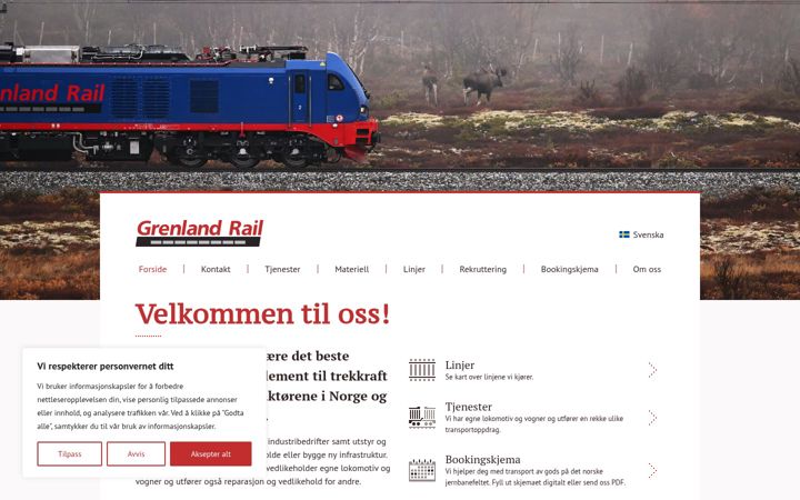 Screenshot of grenlandrail.no