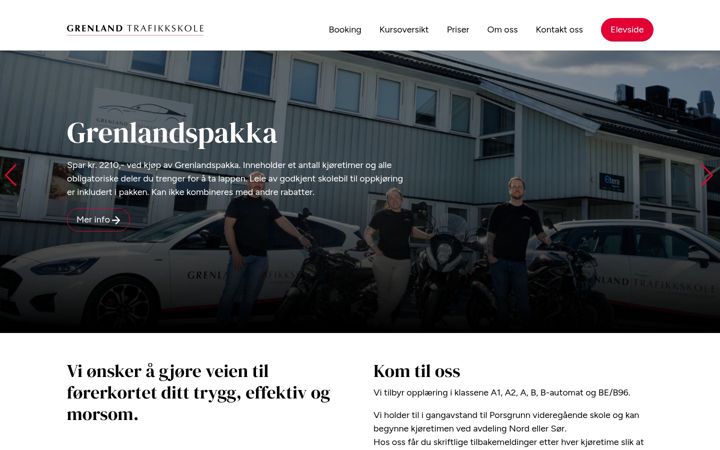 Screenshot of grenlandtrafikkskole.no