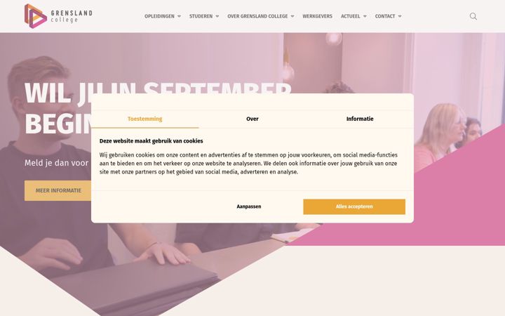 Screenshot of grenslandcollege.nl