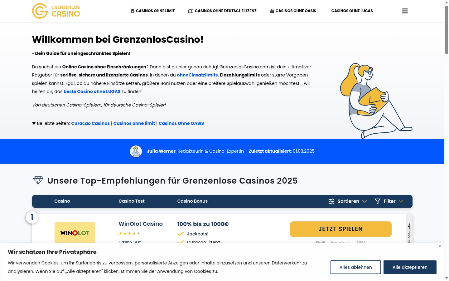 Sutikimo reklamjuostės, rodytos prieš bet kokią sąveiką, ekrano kopija