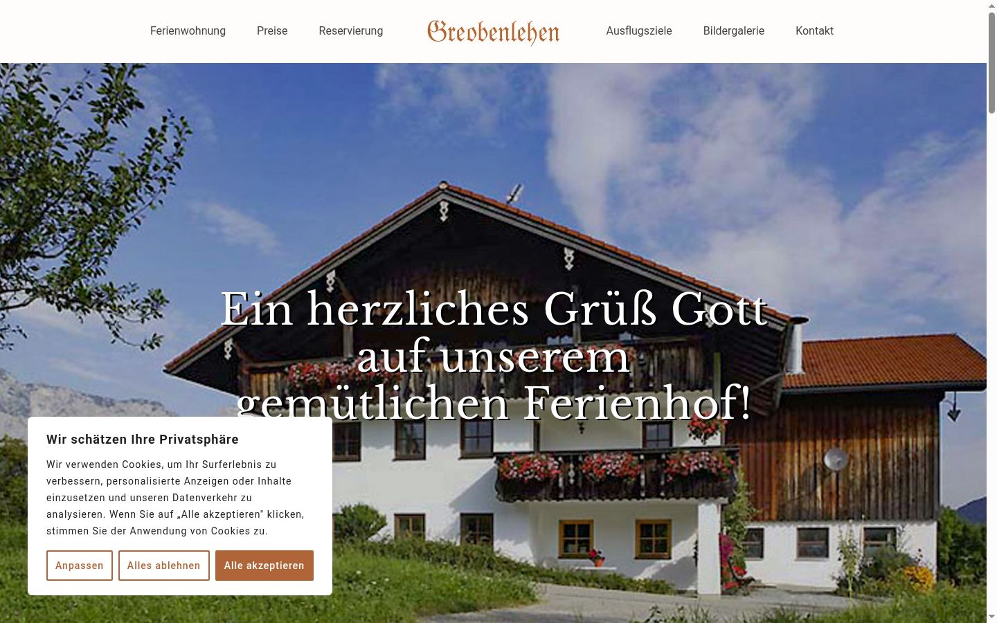 Screenshot des Einwilligungsbanners vor jeglicher Interaktion