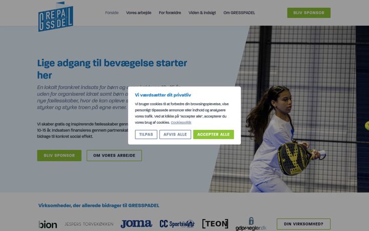 Screenshot of gresspadel.dk