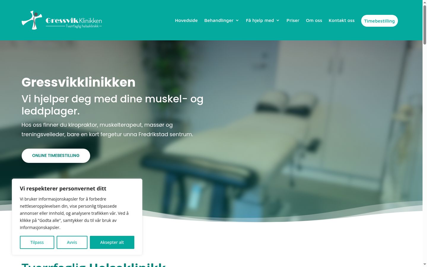Skärmbild av samtyckesbannern som visades före någon interaktion