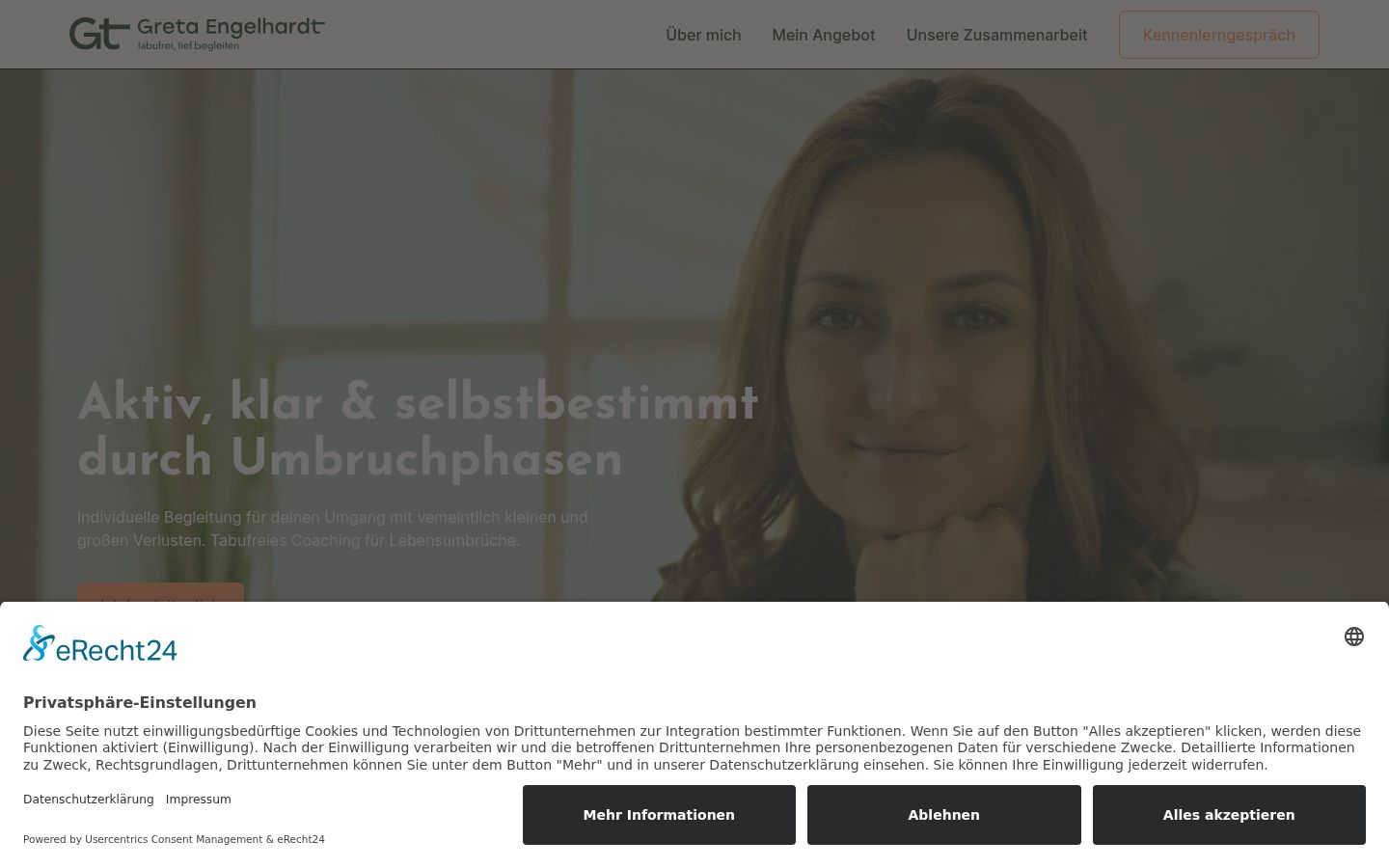 Skärmbild av samtyckesbannern som visades före någon interaktion