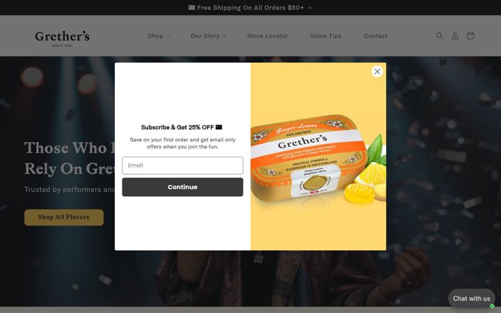 Screenshot of grethersusa.com