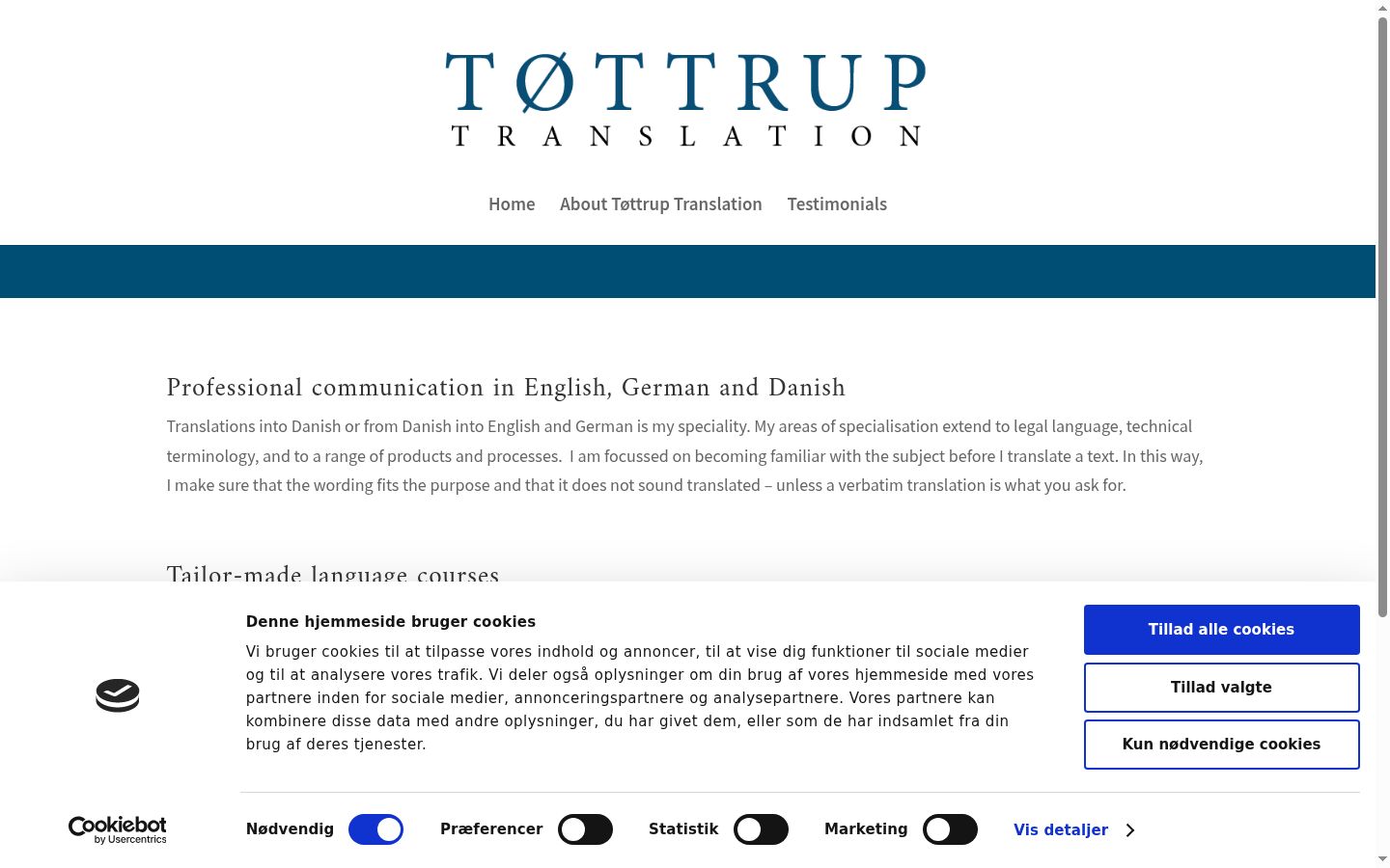Screenshot van de toestemmingsbanner zoals getoond vóór enige interactie
