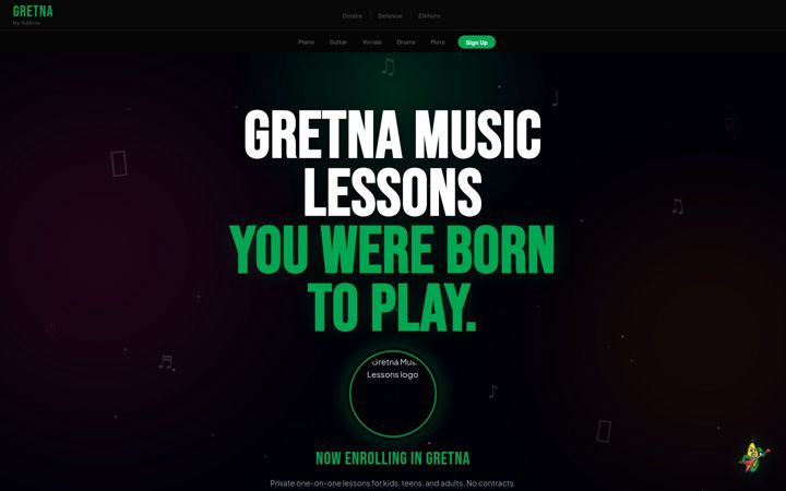 Screenshot of gretnamusiclessons.com
