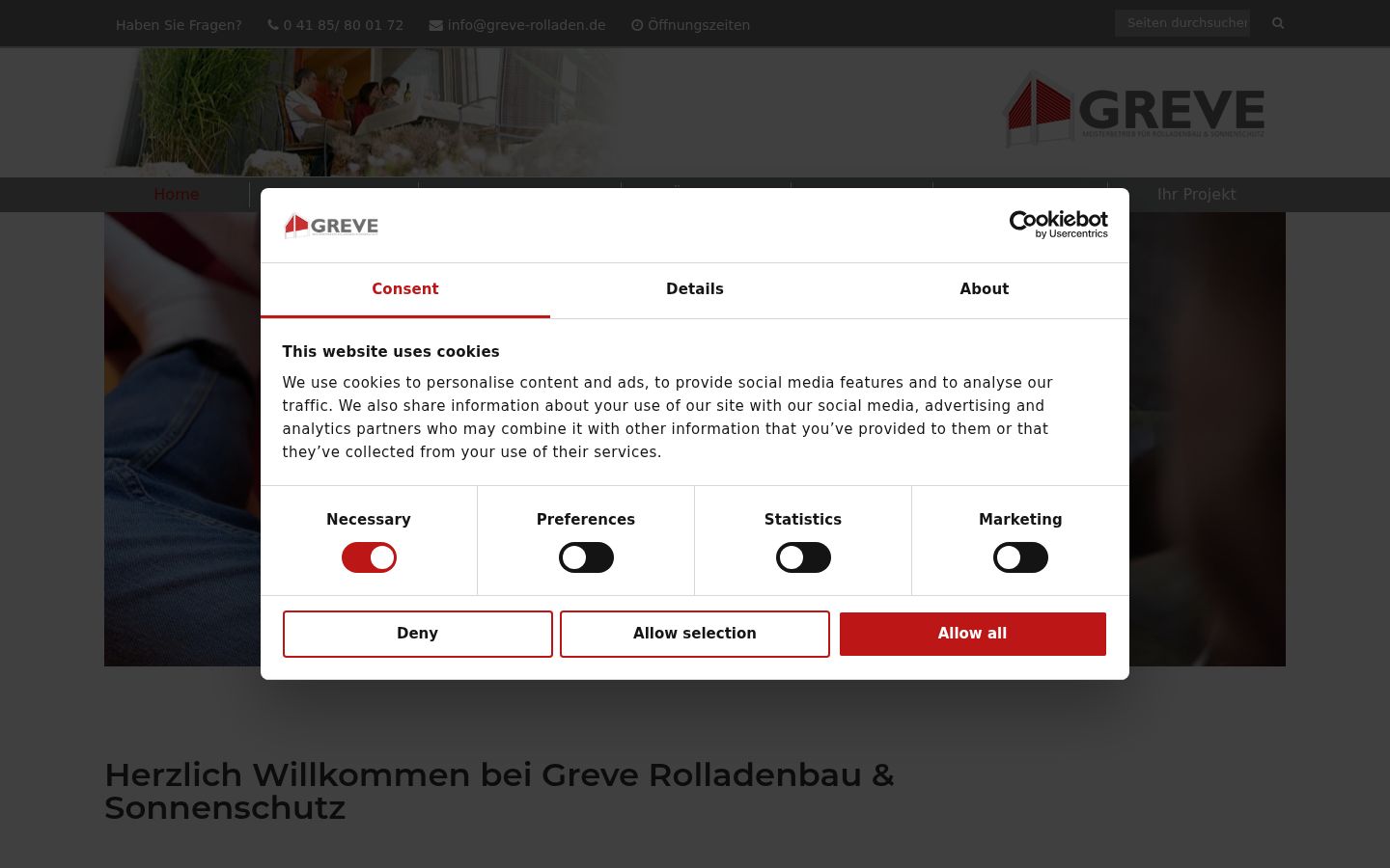 Screenshot van de toestemmingsbanner zoals getoond vóór enige interactie
