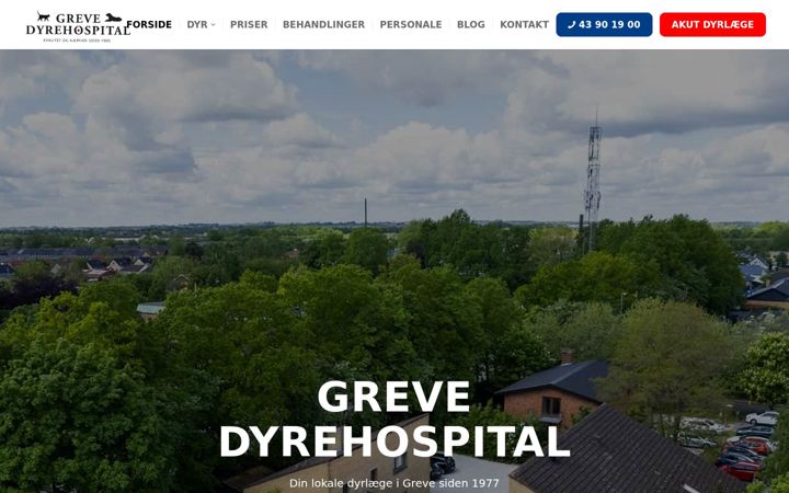 Screenshot of grevedyrehospital.dk